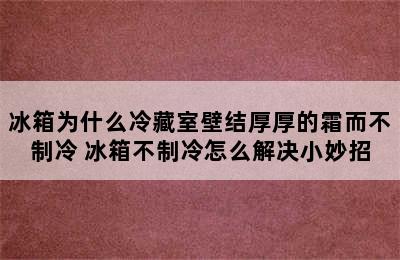 冰箱为什么冷藏室壁结厚厚的霜而不制冷 冰箱不制冷怎么解决小妙招